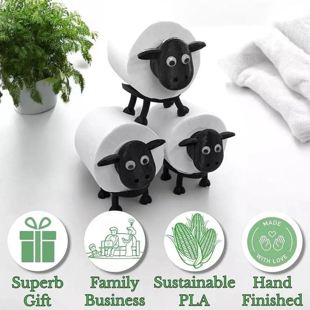 Porta-Papel Higiênico Fofo em Forma de Ovelha, Porta-Papel Higiênico Humorístico para Decoração de Banheiro preto