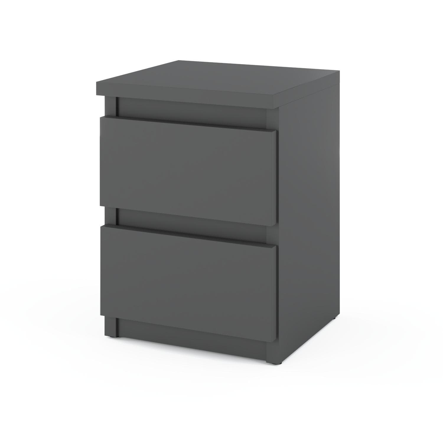 Mesa de Cabeceira 30 CM Cinza 2 Gavetas Mesa de Cabeceira Móveis de Quarto Nakastlik