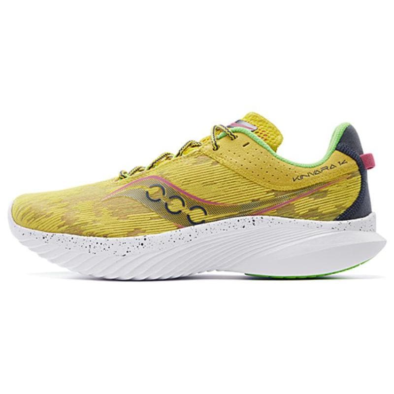 Saucony Kinvara 14 Antiderrapante Resistente ao Desgaste Respirável Leve Cano Baixo Casual Tênis de Corrida Feminino Amarelo Branco Saucony
