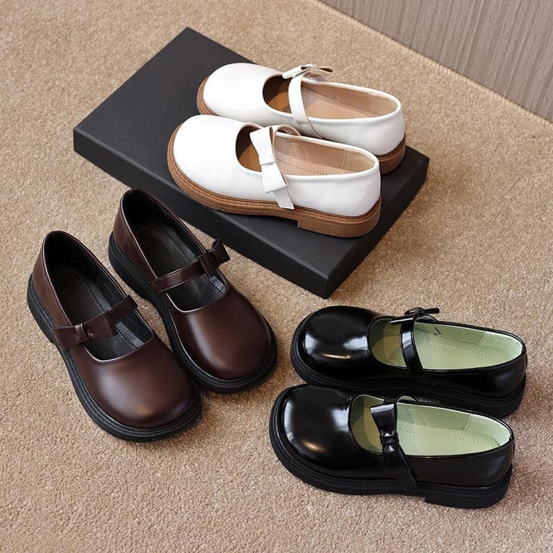 Sapatos de princesa estilo britânico retrô novos, sapatos de couro pretos para crianças cm
