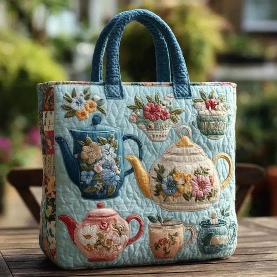 Bolsa de Mão Vintage Acolchoada Bolsa Tote Feminina Bolsa de Ombro Lavável à Máquina Bolsa Floral para Ir ao Trabalho Viagem Compras de