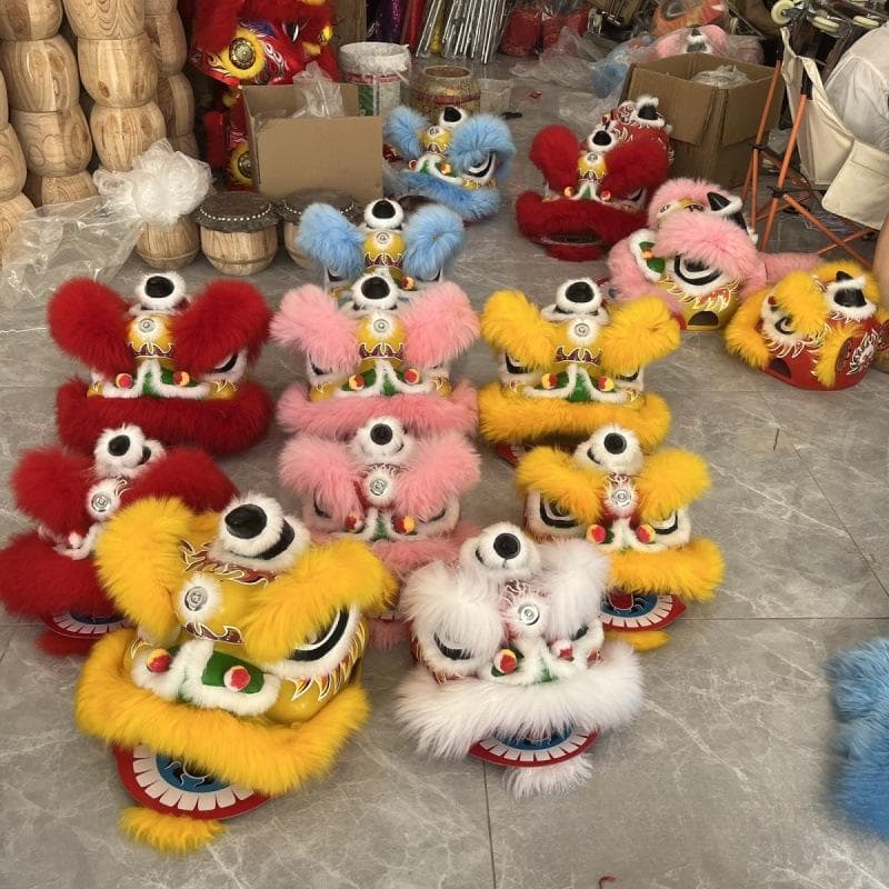 Brinquedo Dança do Leão para Jardim de Infância: Cabeça de Leão para Duas Pessoas para Apresentações e Casamentos cm vermelho