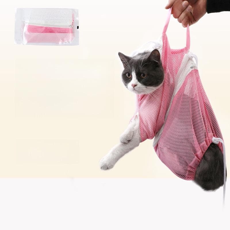 Bolsa para banho e higiene de gatos: Suprimentos para animais de estimação para lavagem e limpeza segura de gatos