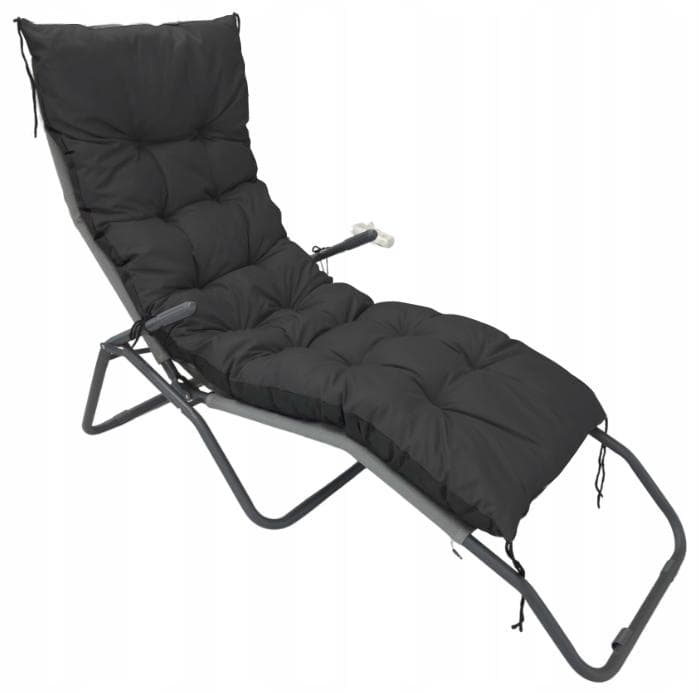 Garden cushion 180x50 cm for a deckchair, swing bench, waterproof black