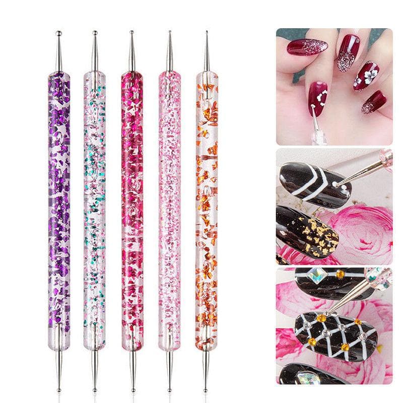 5 peças Nail Art Dotting Pen Crystal Beads Handle Dual-ended Desenho Pintura Strass Manicure Ferramentas