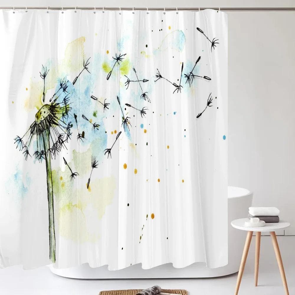 Cortinas de Chuveiro com Flores Naturais de Dente-de-Leão Cortina de Banheiro Impermeável Cortina de Banho Alta Qualidade Com Ganchos Cortina de