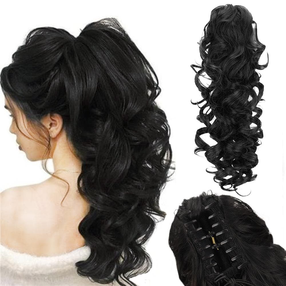 LISI HAIR Rabo de cavalo sintético longo cacheado ondulado extensões de rabo de cavalo grampo no cabelo elegante para mulheres uso diário