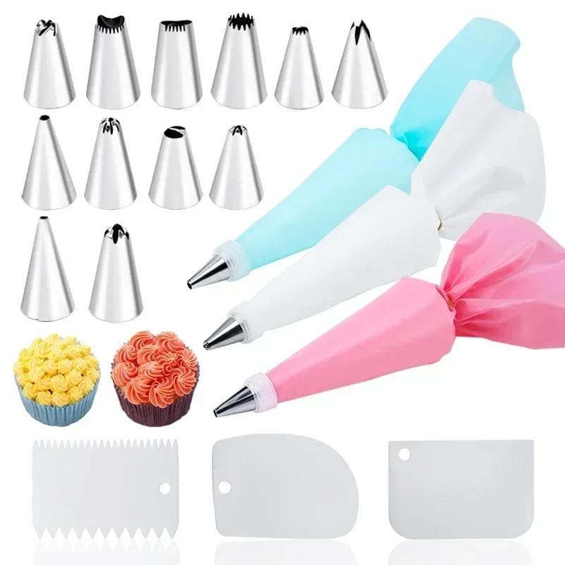 Conjunto de 6-24 Peças Saco de Confeitar e Bico de Bolo de Aço Inoxidável Acessórios de Cozinha Para Decorar Padaria Confeitaria Equipamento