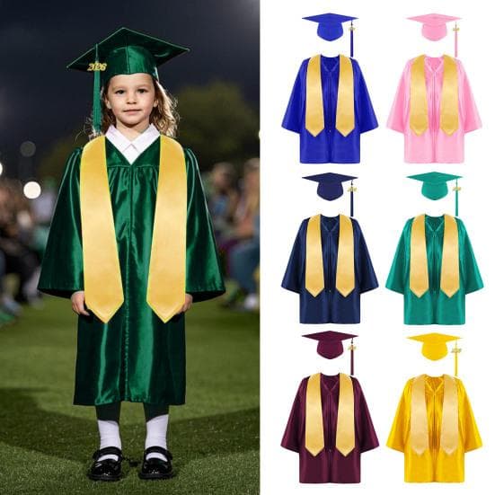 Conjunto de Toga de Formatura Infantil 2026 Conjunto de 3 Peças Jardim de Infância Doutorado Capelo e Toga para Sessão de Fotos Roupa para