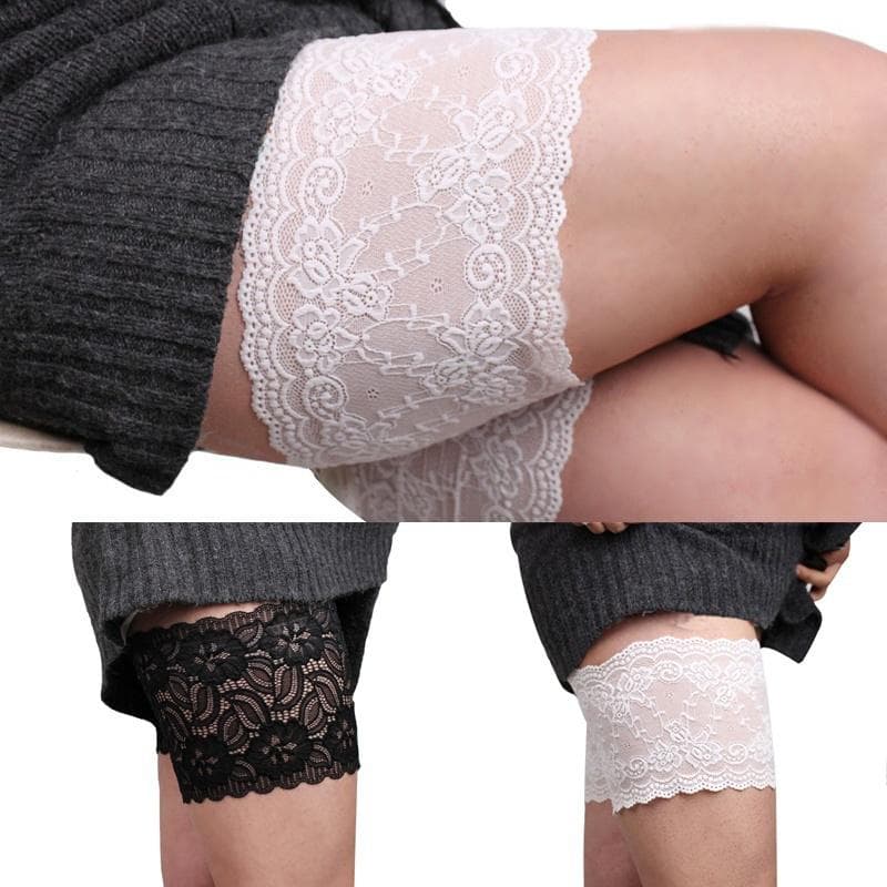 Faixas Elásticas Anti-Atrito para Coxas Previnem o Atrito nas Coxas Meia Moda Feminina cm preto