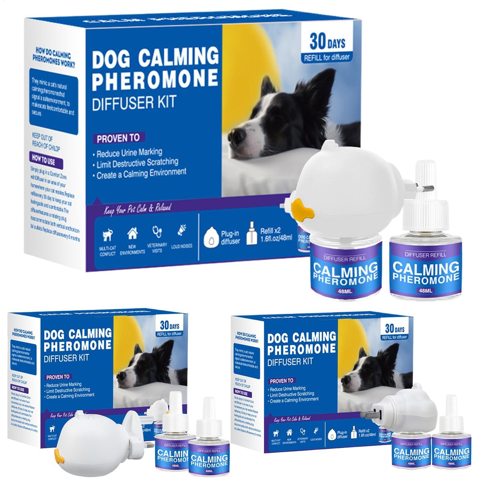 Feromonas para Cão Calmante Difusor Gato Reduzir Agressividade Kit Difusor de Feromonas Parar Stress Suprimento Saúde Pet Reduzir Agressividade