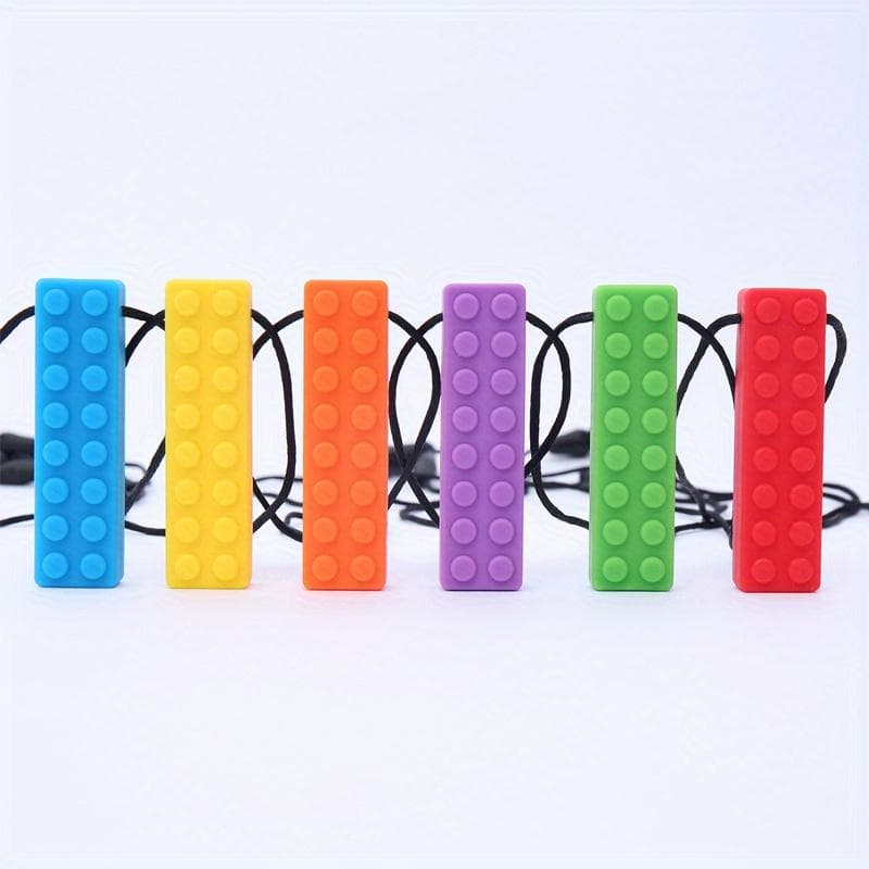 Colares Mastigáveis Sensoriais, 2 Peças de Colares Mastigáveis Coloridos para Crianças Sensoriais, Brinquedos Mastigáveis de Silicone com Textura