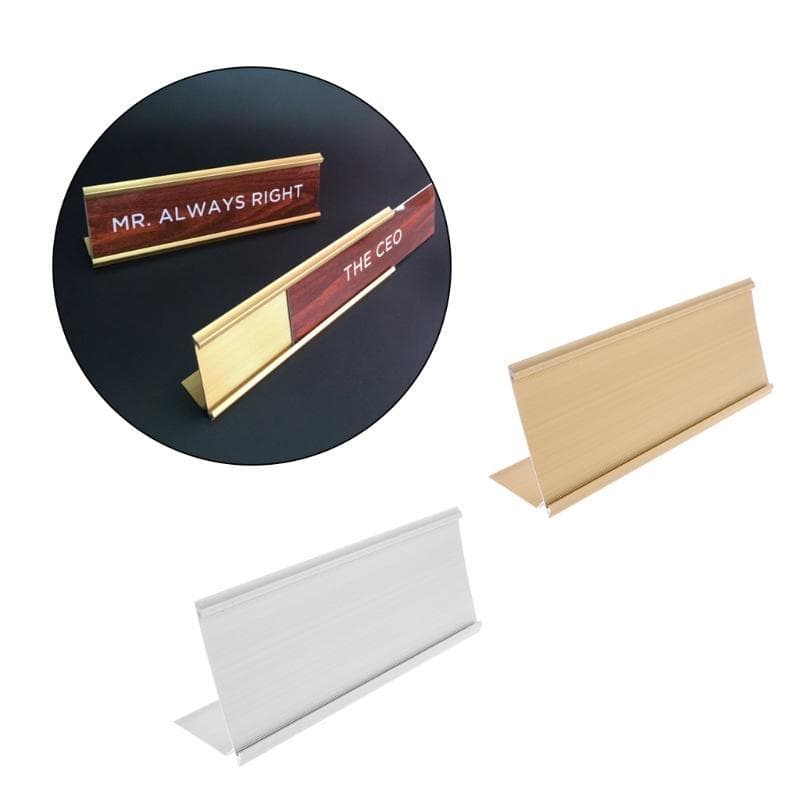 Sinal Dourado Liga de Alumínio Nome Suporte de Placa de Mesa Escritório Escola 9x24cm ouro