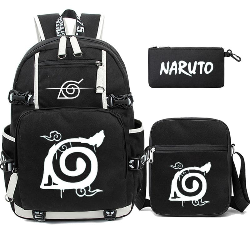 3 pçs/set anime naruto uzumaki mochila para adolescente menino menina de volta à escola mochila estudante das mulheres dos homens lazer saco de
