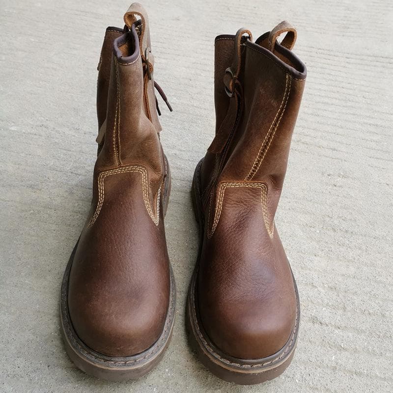 Oferta especial: Botas curtas de couro legítimo - estilo retrô unissex para montaria e Martin, respiráveis e modernas cm