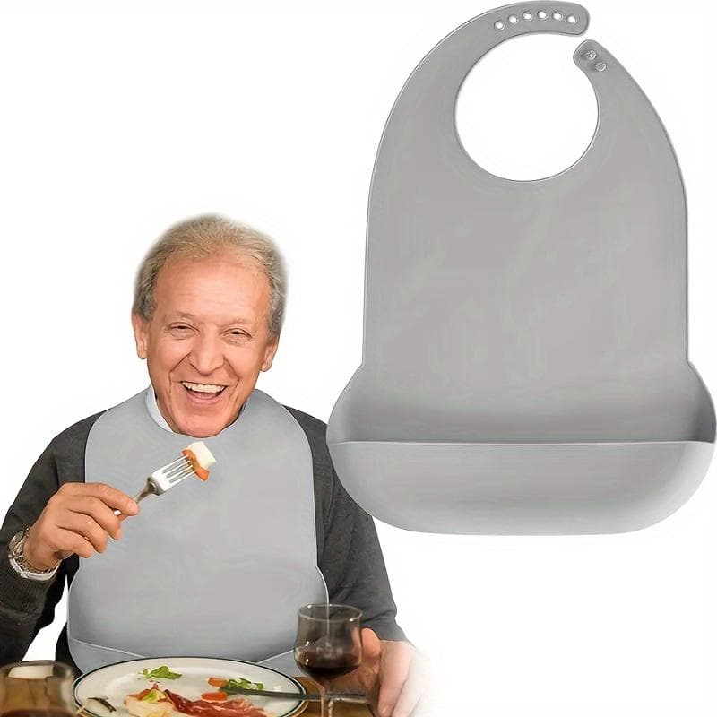 Babadores grandes de silicone para adultos, babadores para alimentos para idosos, babadores tridimensionais à prova d'água para alimentos, babadores