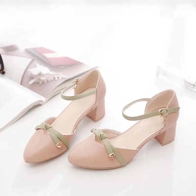 zapatos de mujer women casual beige spring & summer buckle strap comfort office career shoes lady cool apricot heel shoes ba163 cm