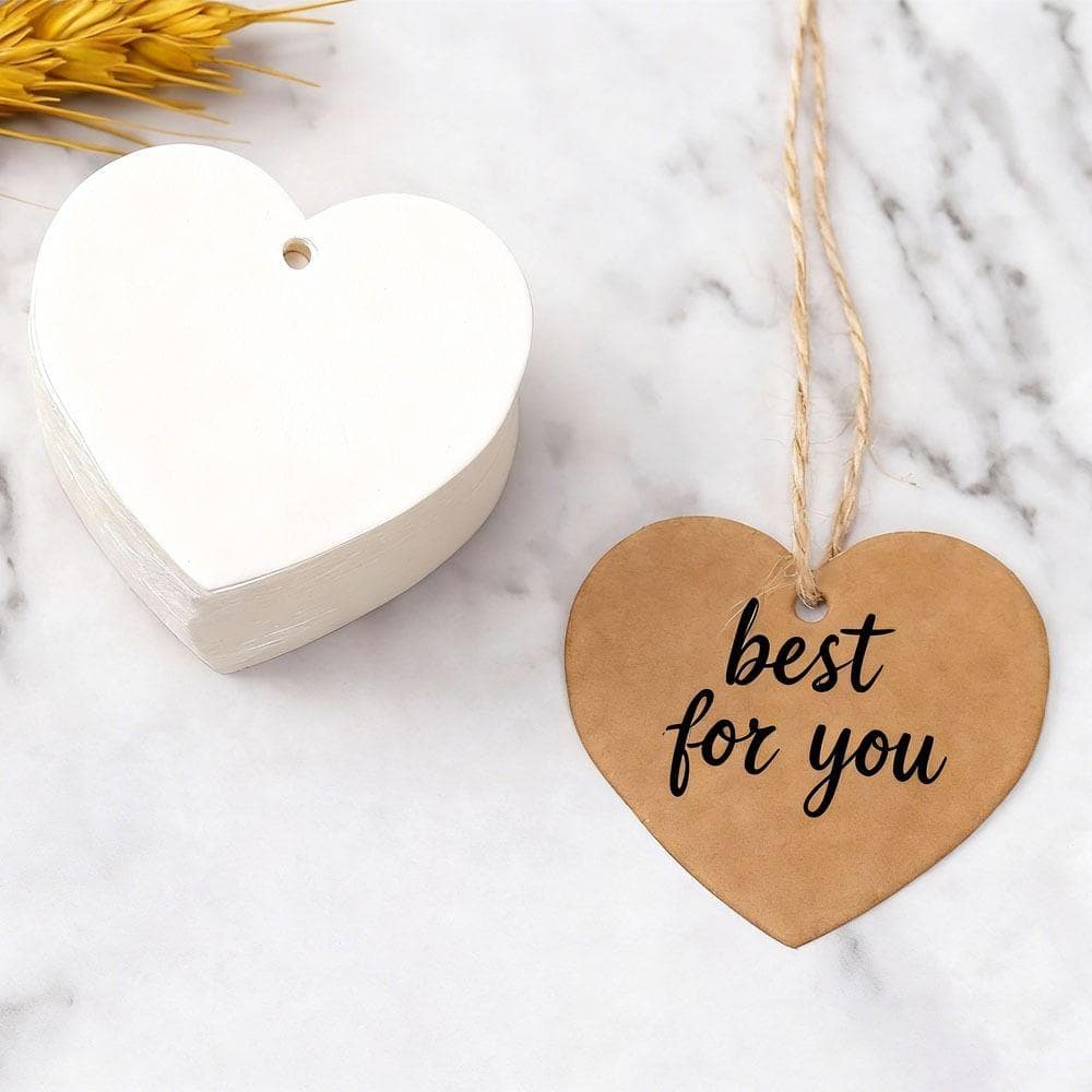 100pcs Heart Shaped Cards Blank Cards Label Handwritten Blessings Kraft Paper Hand Gift Hanging Tag Hanging Decoration