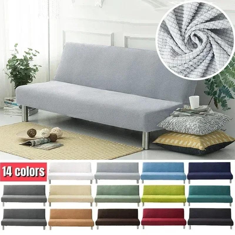 1PC Capa de sofá sem braços Capa de sofá sem braços Capa de futon dobrável elástica à prova de poeira Fundas de sofá removíveis vermelho