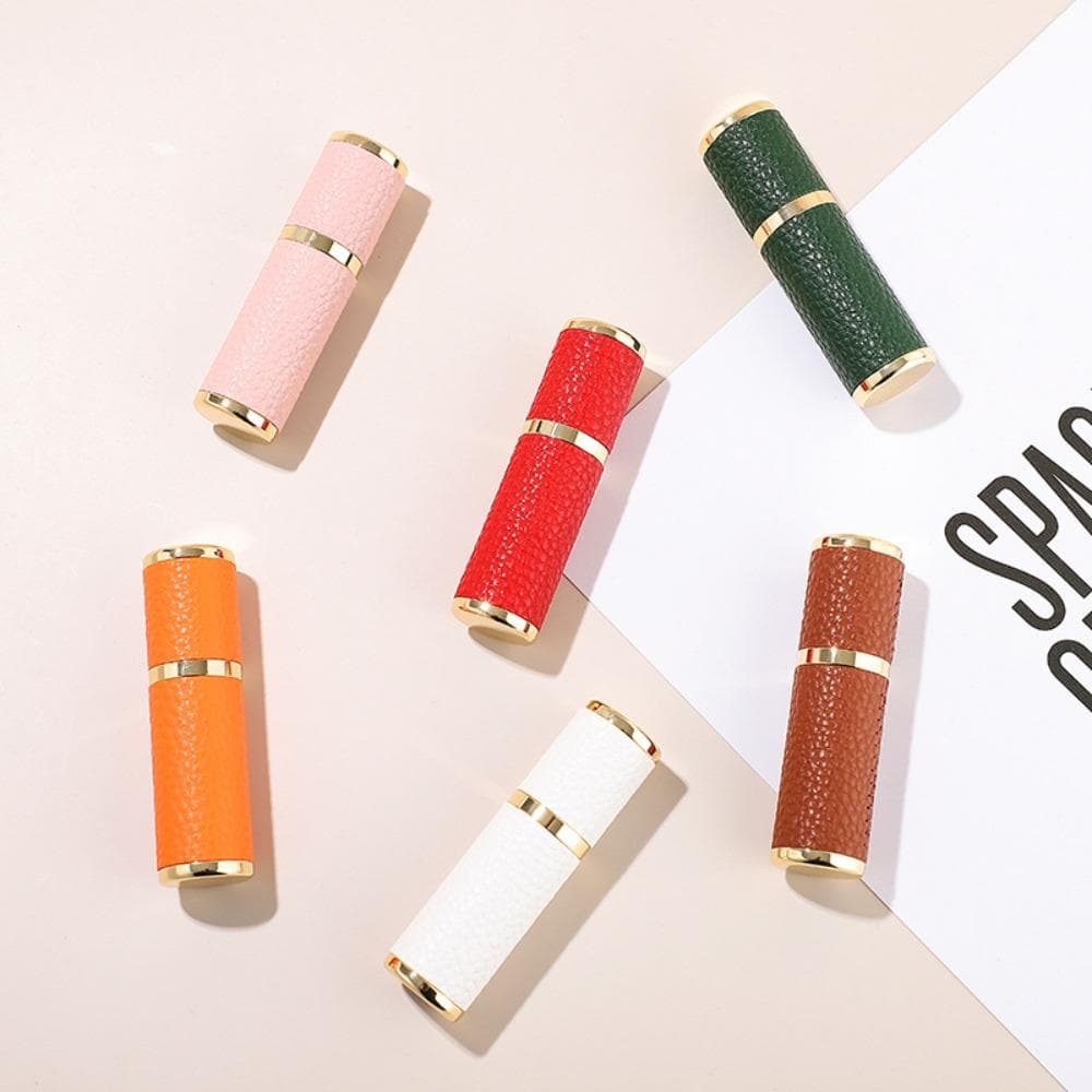 Atomizador de Perfume de Couro Recarregável Frasco Spray Portátil Recipientes Cosméticos Vazios Viagem branco