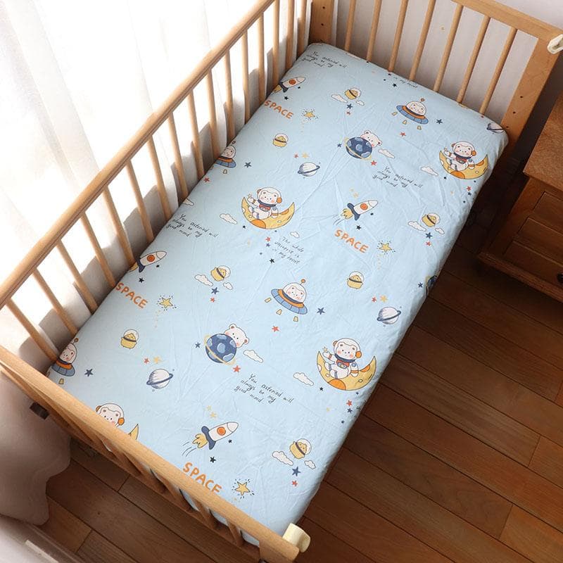 Lençol de berço de bebê com elástico para recém-nascido, capa de colchão de algodão macio com borracha 130x70cm