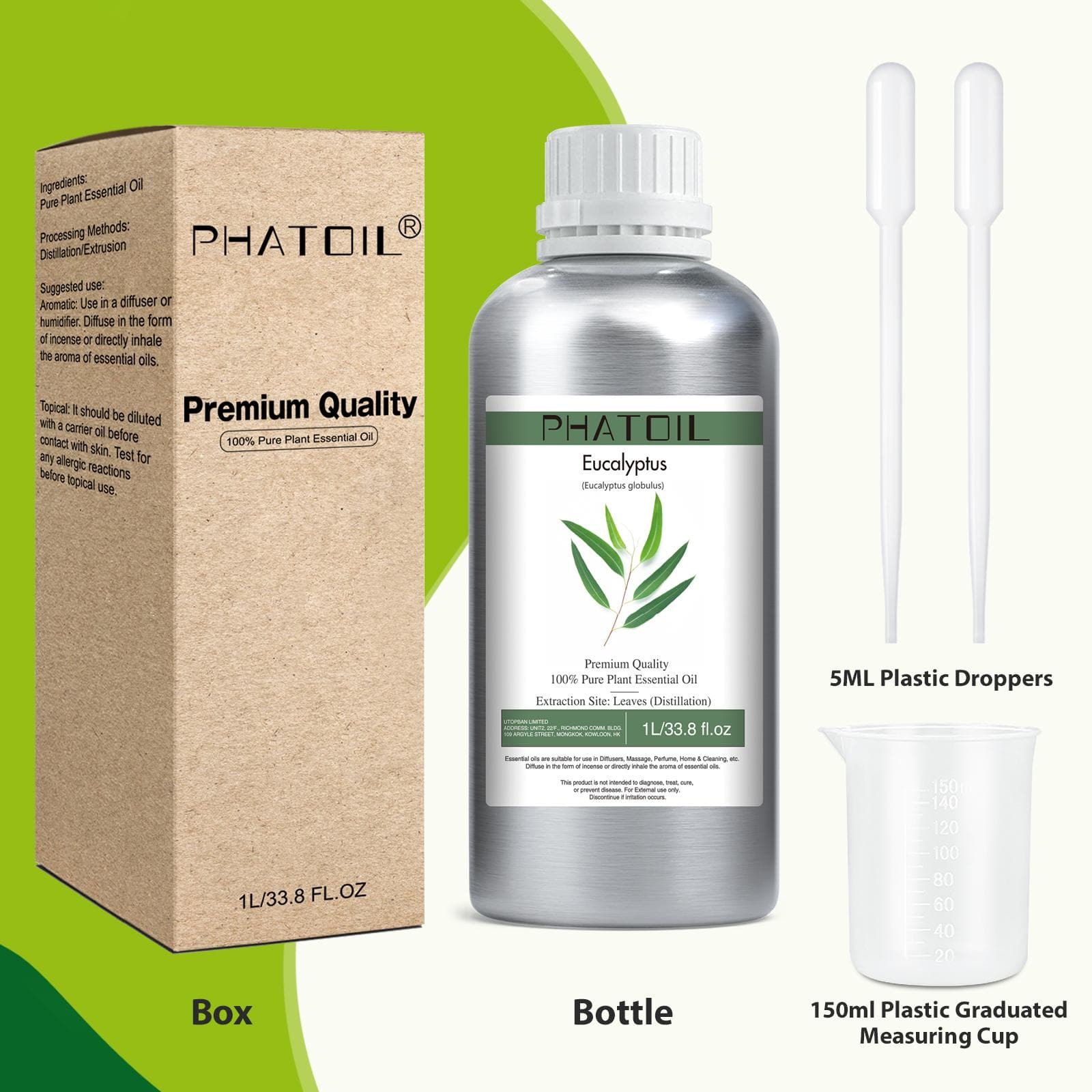 PHATOIL 1000mL Óleos Essenciais, Baunilha Lavanda Alecrim Gerânio 100% Natureza Pura para Aromaterapia, Difusor, Umidificador, Massagem, Perfume DIY