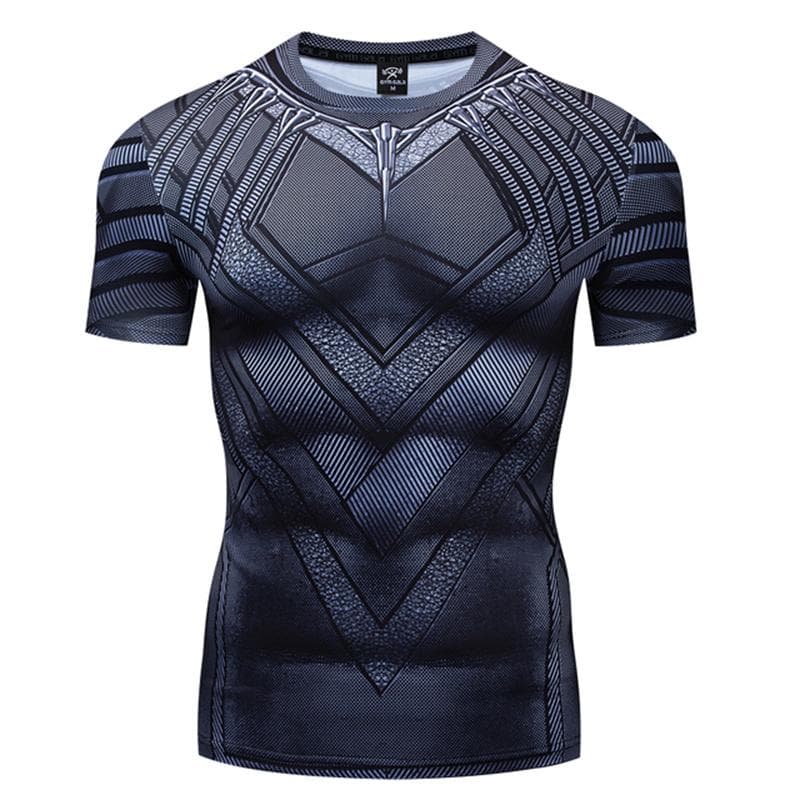 Camiseta de corrida masculina de poliéster de alta qualidade com estampa de pantera 3D, camiseta fitness de secagem rápida, roupas de treino e
