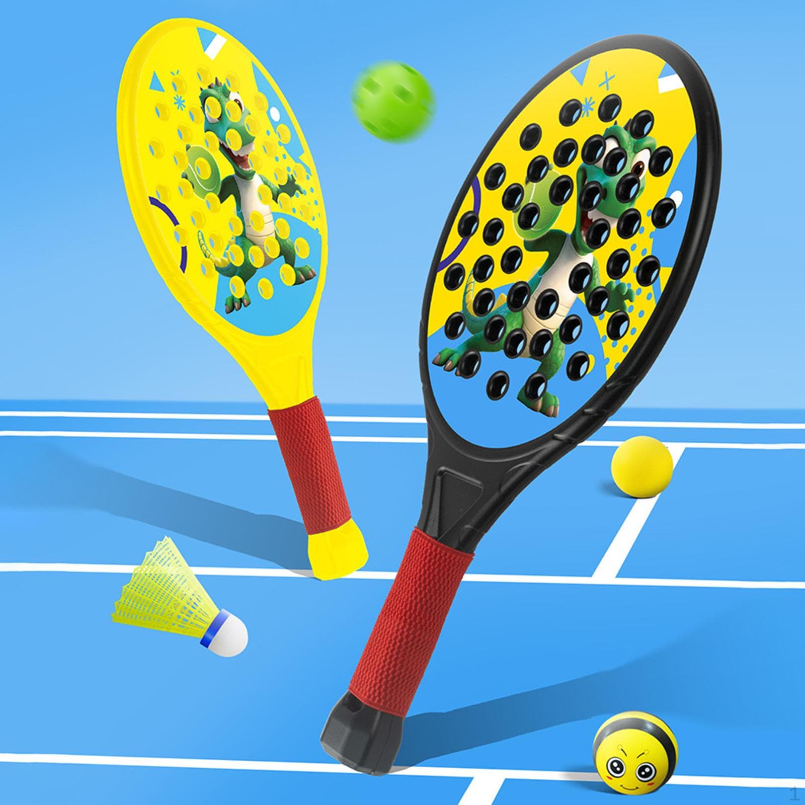 2 Peças Raquetes de Padel para Crianças Raquetes de Tênis de Praia Práticas Modernas Absorventes de Suor Aderentes