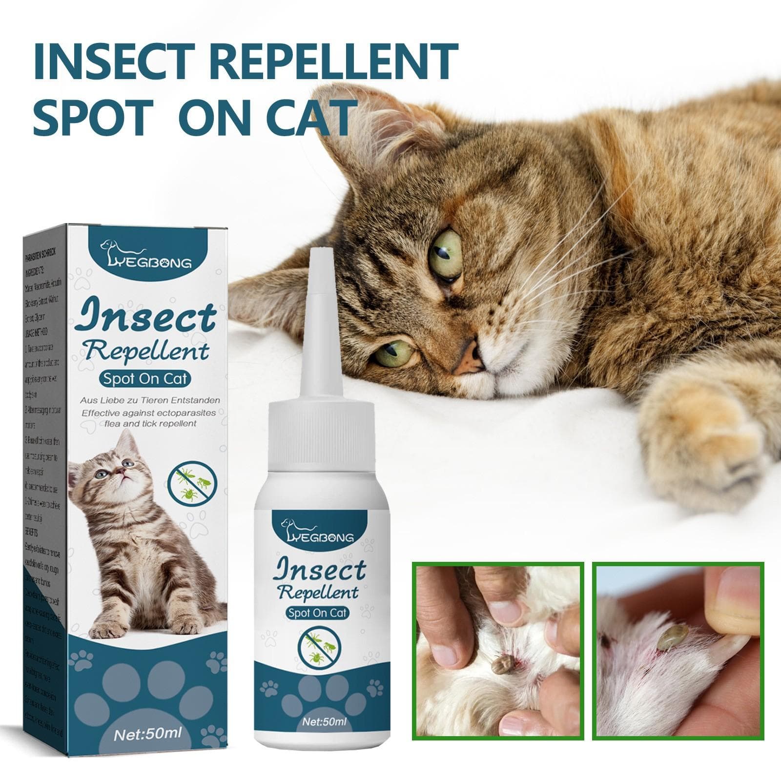 Pet Flea Drops Ácaros Carrapatos Piolhos Inseto Cat Itch Skin Prevention Dog Flea Liquid 50ML