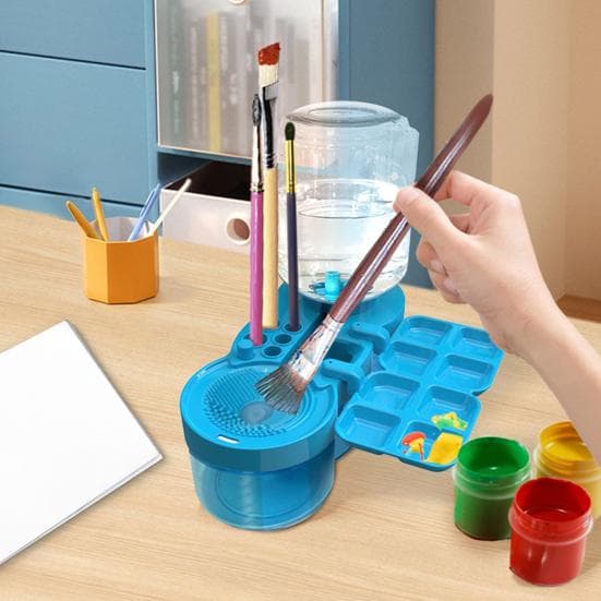 6 em 1 Limpador de pincéis Artistas Professores Crianças Porta-pincéis Paleta Circulação de água Limpador de pincéis Ferramenta de pintura