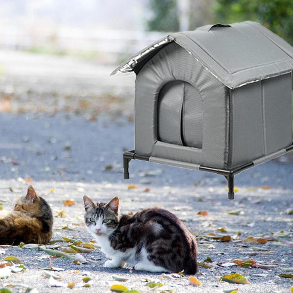 Casa de Gato Exterior Elevada Quente Abrigo de Proteção Suprimentos para Animais de Estimação para Inverno Celeiro Comunidade