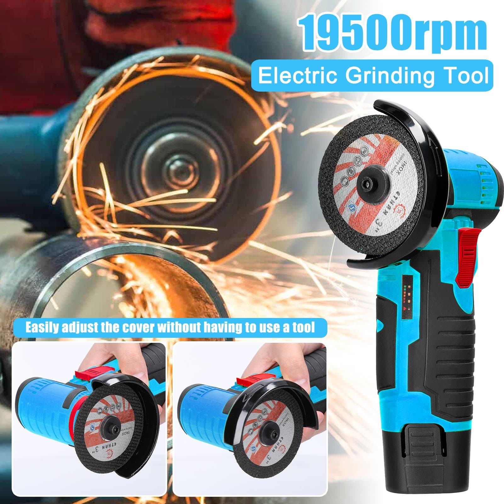 Ferramenta de moagem elétrica de 19500 rpm Mini moedor multifuncional cortador portátil para corte e polimento multicor