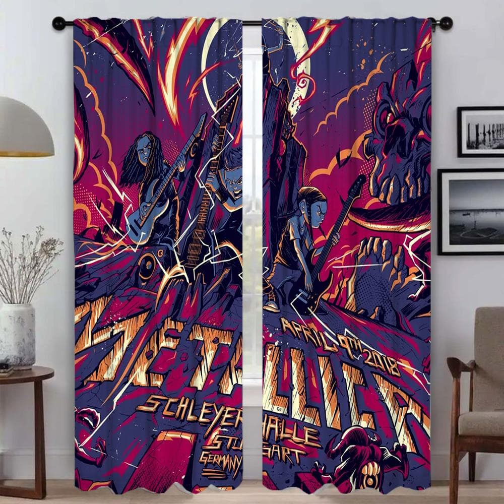 Cortinas divisórias M-MetallicaS para sala de estar moderna 2 peças cortinas para quarto decoração de Halloween cortinas de janela persianas casa