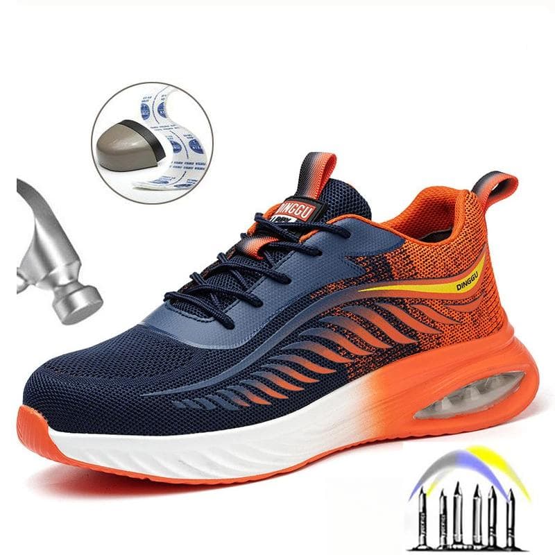 Sapatos de Segurança de Trabalho Masculinos Tênis Respiráveis de Verão Homens Leves Anti-esmagamento Biqueira de Aço Sapatos de Trabalho