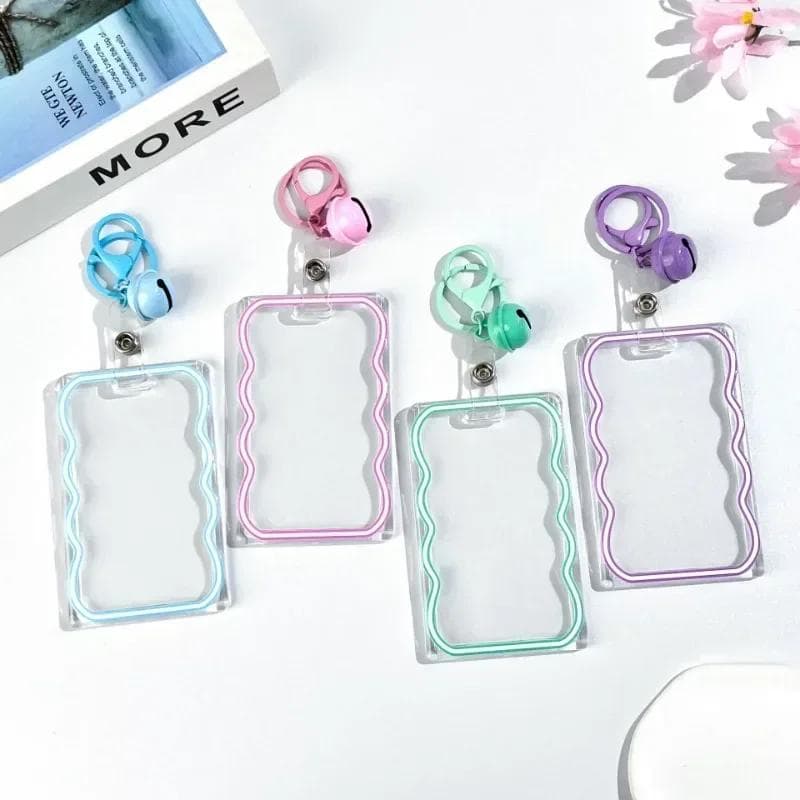 Porta-cartões de fotos Kpop Chic Simplicity Transparente Display ID Cartão de estudante Protetor Wirh Chaveiro Família Amigo Capa de foto