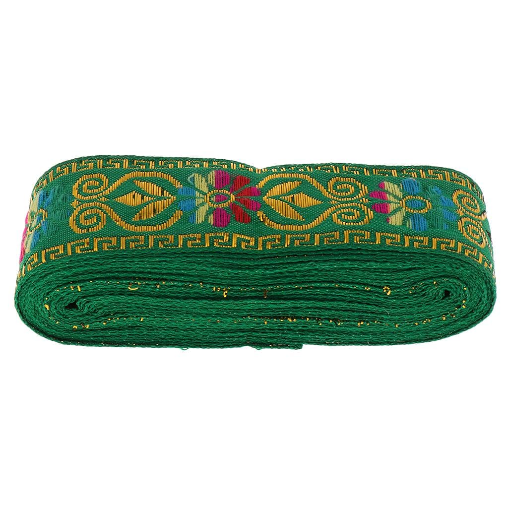 Estilo nacional costura jacquard fita rolo diy artesanato decoração grama verde azul royal
