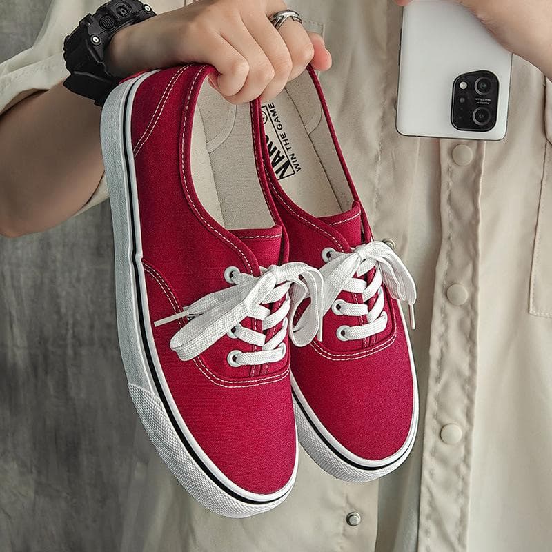 Sapatos Masculinos Casual Flats Tênis de Lona Mulheres Outdoor Cor Sólida Rasos Sapatos Esportivos Calçado de Tênis Cadarço Vulcanizados cm