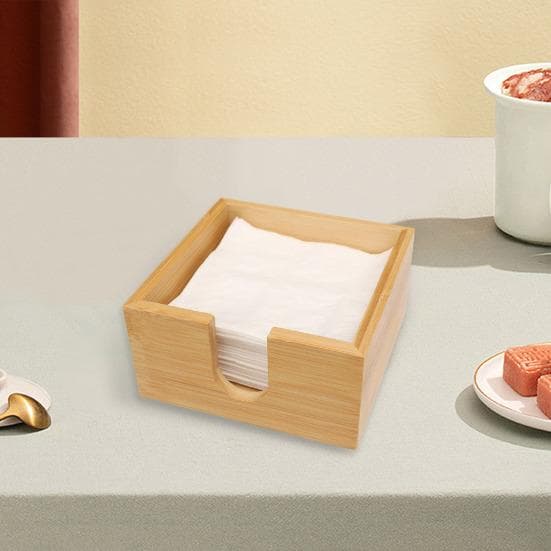 Suporte de tecido de bancada de bambu rústico resistente madeira quadrada mesa jantar guardanapo dispensador recipiente caixa armazenamento