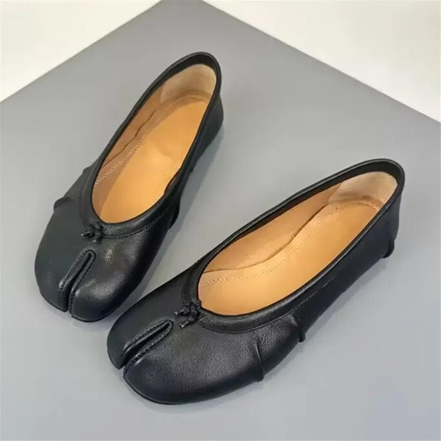 Sapatilhas de Dedo Dividido para Mulher Moda Sapatos Tabi Mocassins Casuais de Calçar Espadrilles de Couro Pregueadas Zapatillas Mujer cm