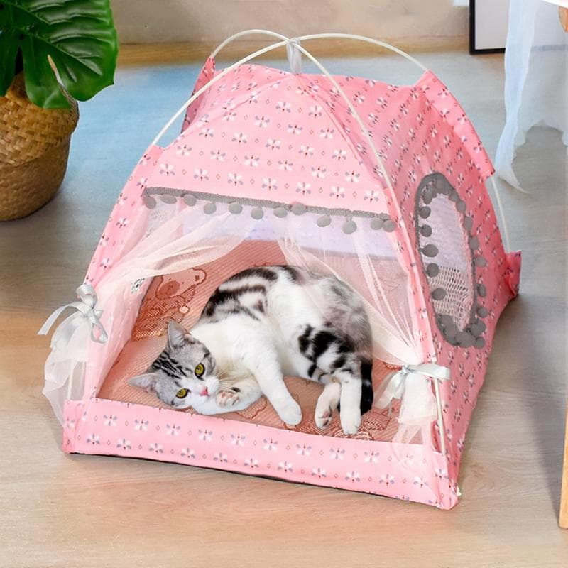 Tenda de gato com flor quebrada, semi-fechada, tenda de celebridades da Internet, ninho universal para todas as estações, suprimentos para animais