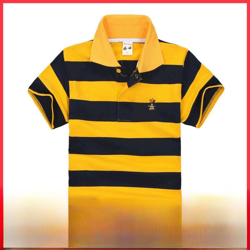 Camiseta Polo Listrada de Algodão Estilo Europeu e Americano para Crianças para Primavera e Verão 100cm