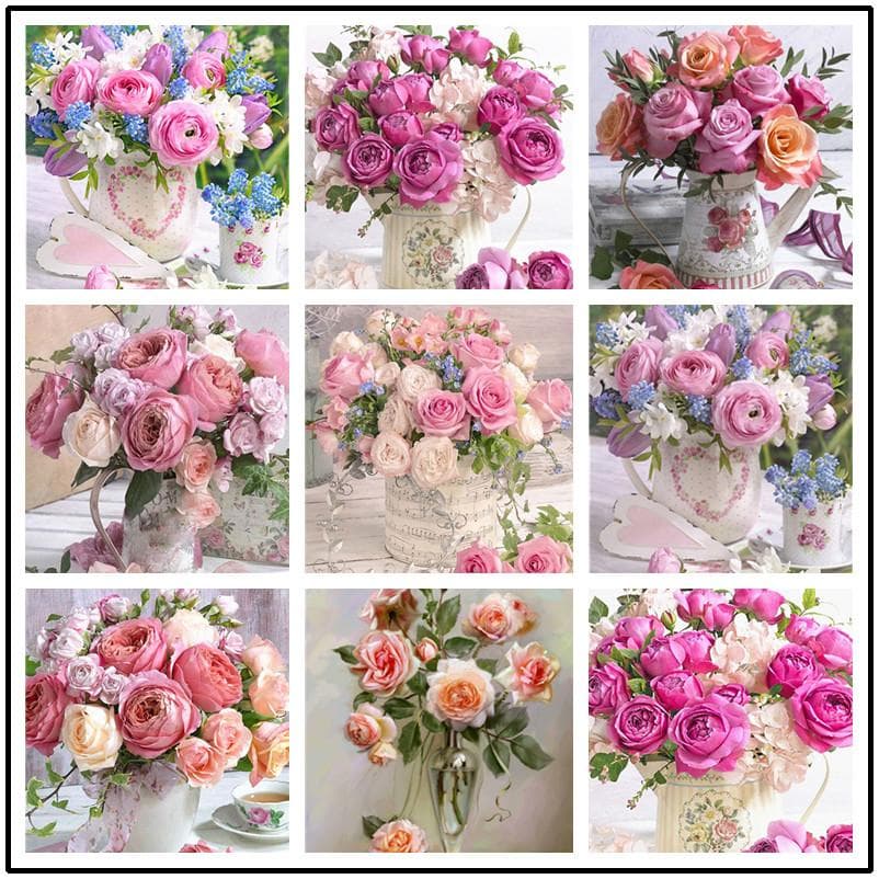 5d diy pintura diamante flor ponto cruz kit mosaico diamante bordado rosa broca redonda completa decoração para casa