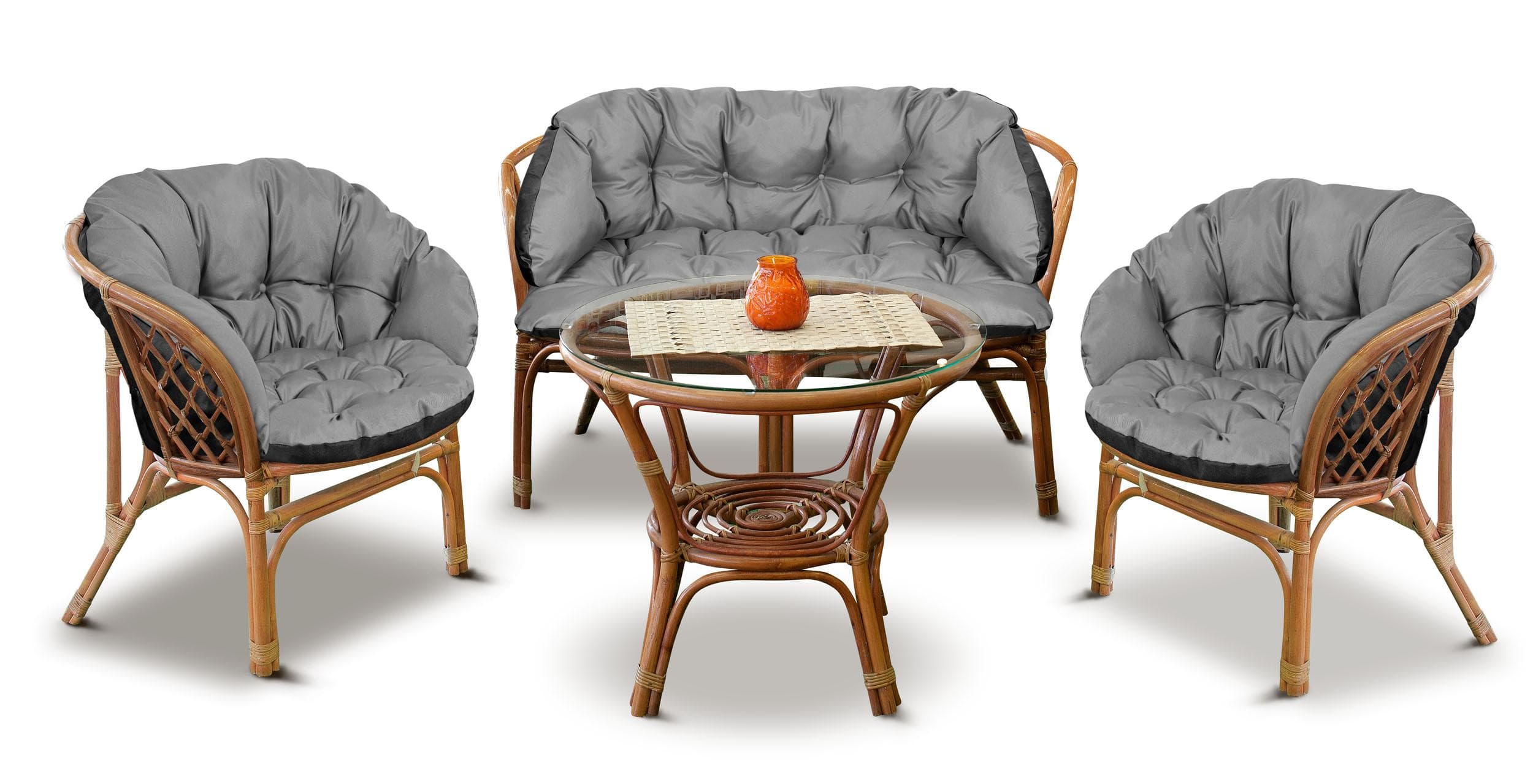 Conjunto de jardim 2x 122x40 cm + 190x40 cm para cadeira, sofá, móveis de vime, à prova d'água, cinza cinza encouraçado