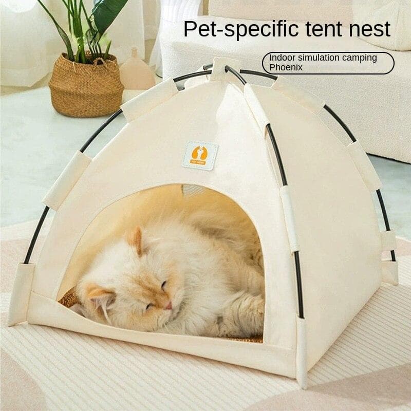 Tenda para animais de estimação ninho dobrável gato barraca ao ar livre cama para cães suprimentos para animais de estimação bege