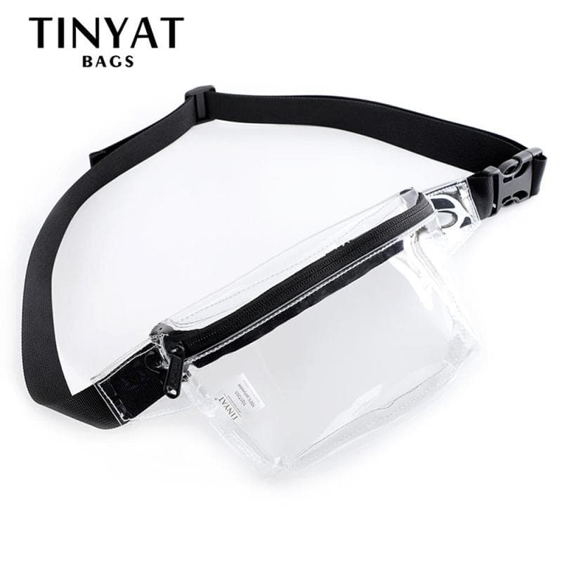 TINYAT Bolsa de Cintura Pequena Feminina para Dinheiro e Celular Bolsa de Cintura de PVC Transparente Bolsa Fanny Feminina Bolsa de Quadril Bolsa de G