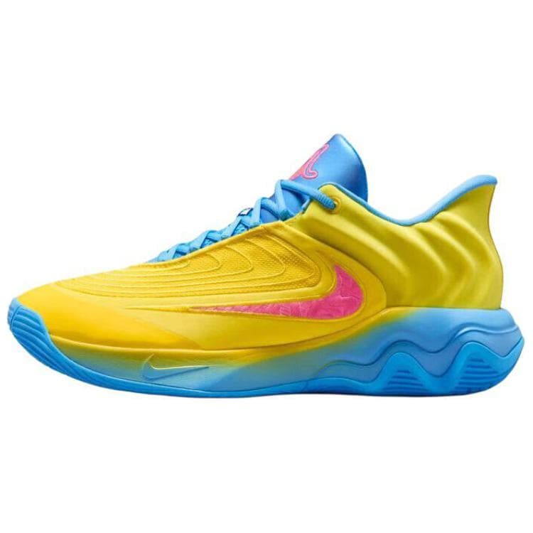 Sapatos de Basquetebol Nike Giannis Immortality 4 Antiderrapantes Resistentes ao Desgaste Cano Baixo Masculino Amarelo Azul FQ3681-700 cm