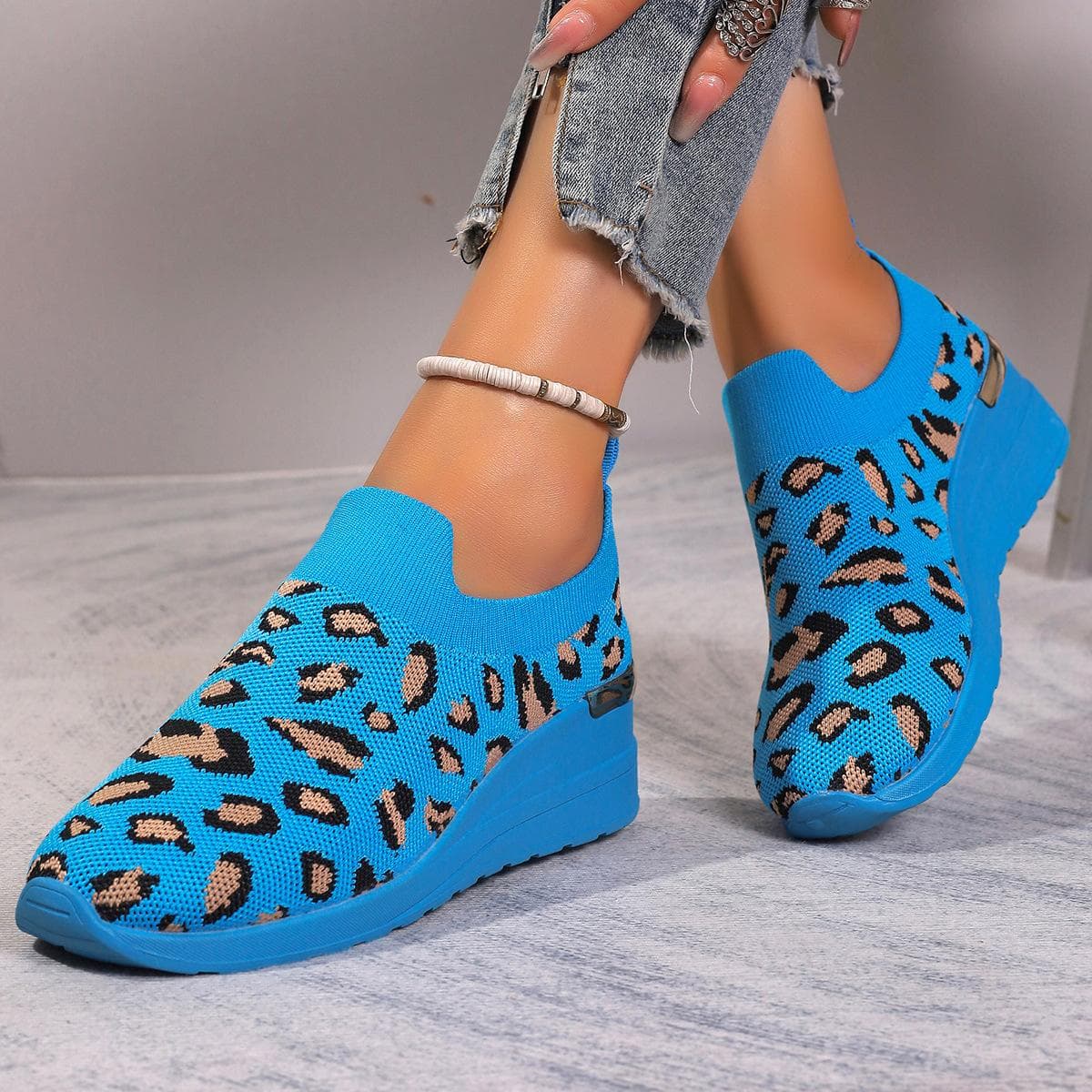 Plus Size Shoes for Women 37-44 Summer Mesh Breathable Comfortable Slip on Platform Wedges Flat Sneakers Women Zapatos De Mujer cm