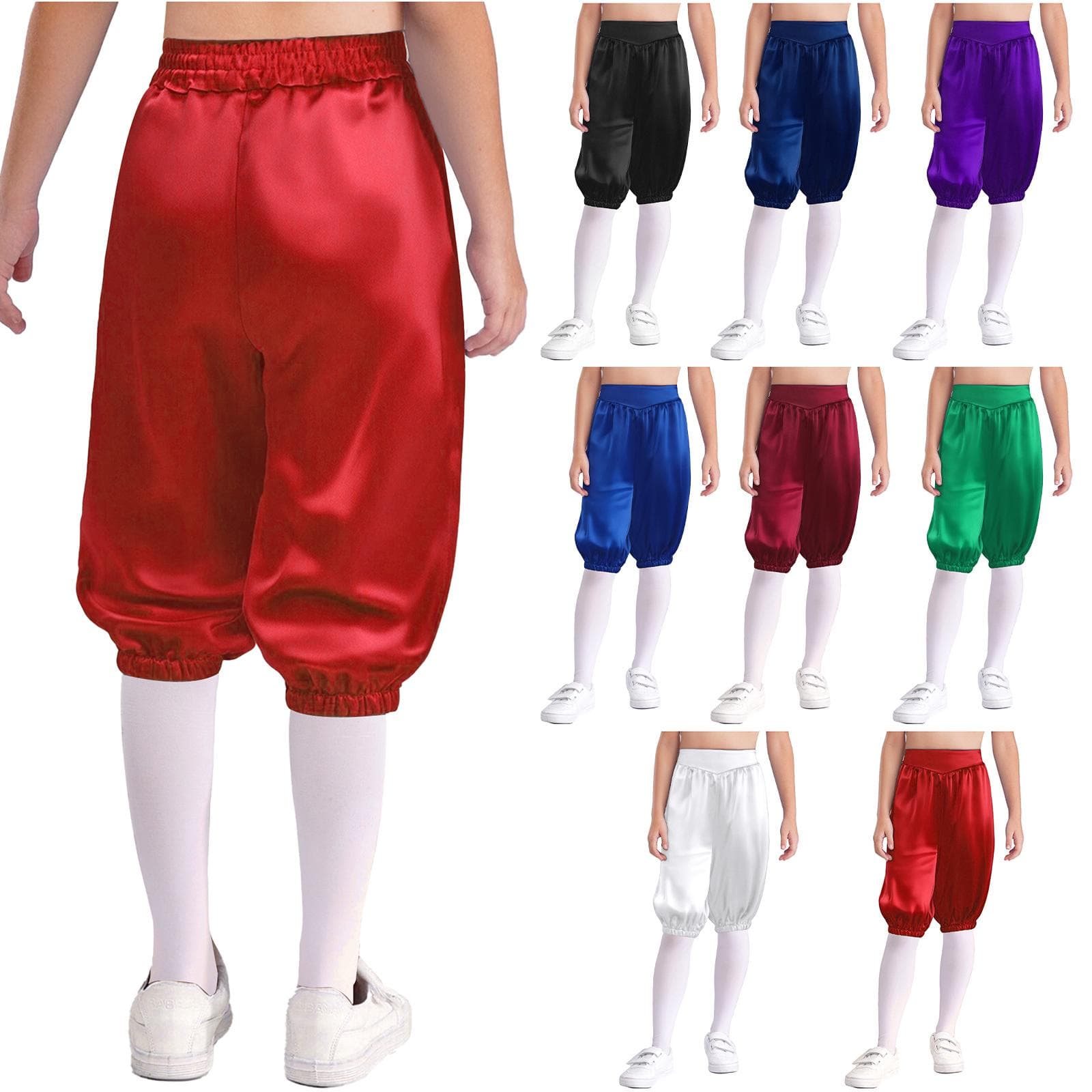 Calças Capris Medievais Unissex para Crianças Cintura Alta, Elástico nas Costas e Abertura das Pernas para Festas de Halloween, Natal, Carnaval,