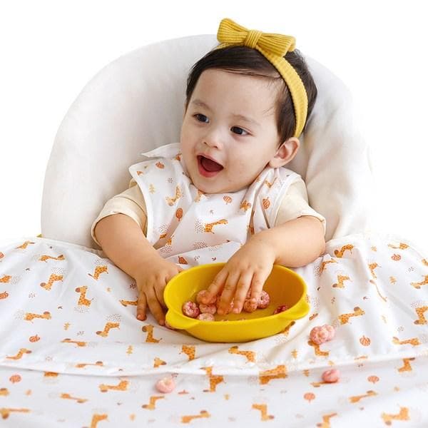 Babador para comida de bebê Babyclaw com zíper, tipo regata, marrom girafa, 1 peça, 1 peça