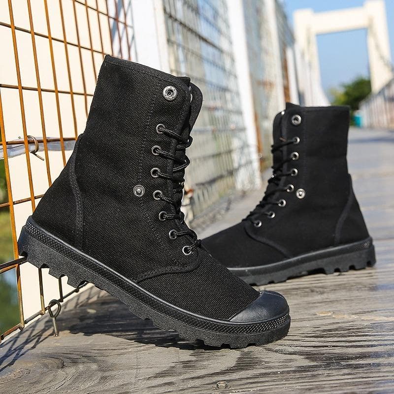 Botas masculinas nova moda alta superior sapatos de lona para homens ao ar livre retro deserto botas masculinas rendas até trabalho sapatos casuais